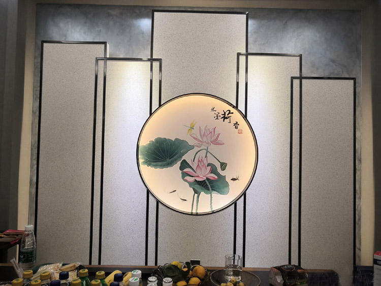 中式家装墙绘客厅电视背景墙手绘壁画南京彩绘价格实惠