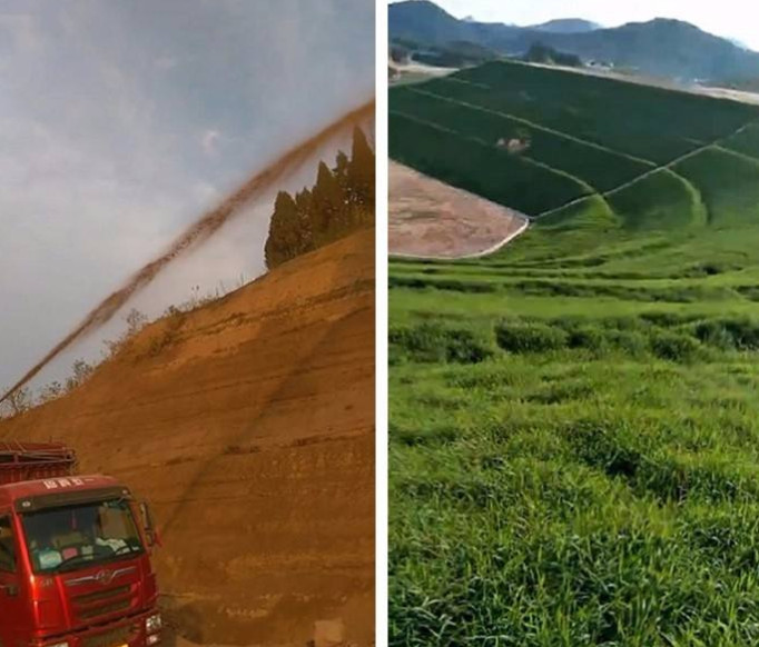 客土喷播机是新型绿化,将绿化用草籽与保水剂,粘合剂,及肥料等,在搅拌