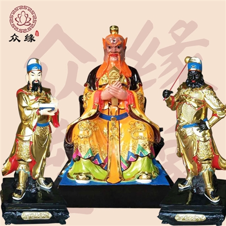 道教四大元帅之一 马元帅极彩神像图片 树脂贴金马神雕像批发