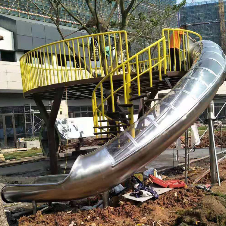 不锈钢滑梯公园小区儿童滑梯组合非标无动力游乐设备定制