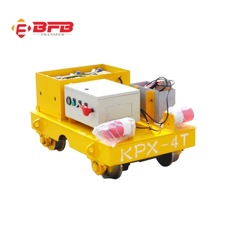 定制车间钢板转运 轨道电动平车 KPX-4T蓄电池供电型电动平车