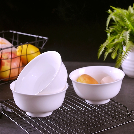 骨瓷碗防烫饭碗 4.5/5/6英寸高足陶瓷碗 家用白色饭碗面碗汤碗