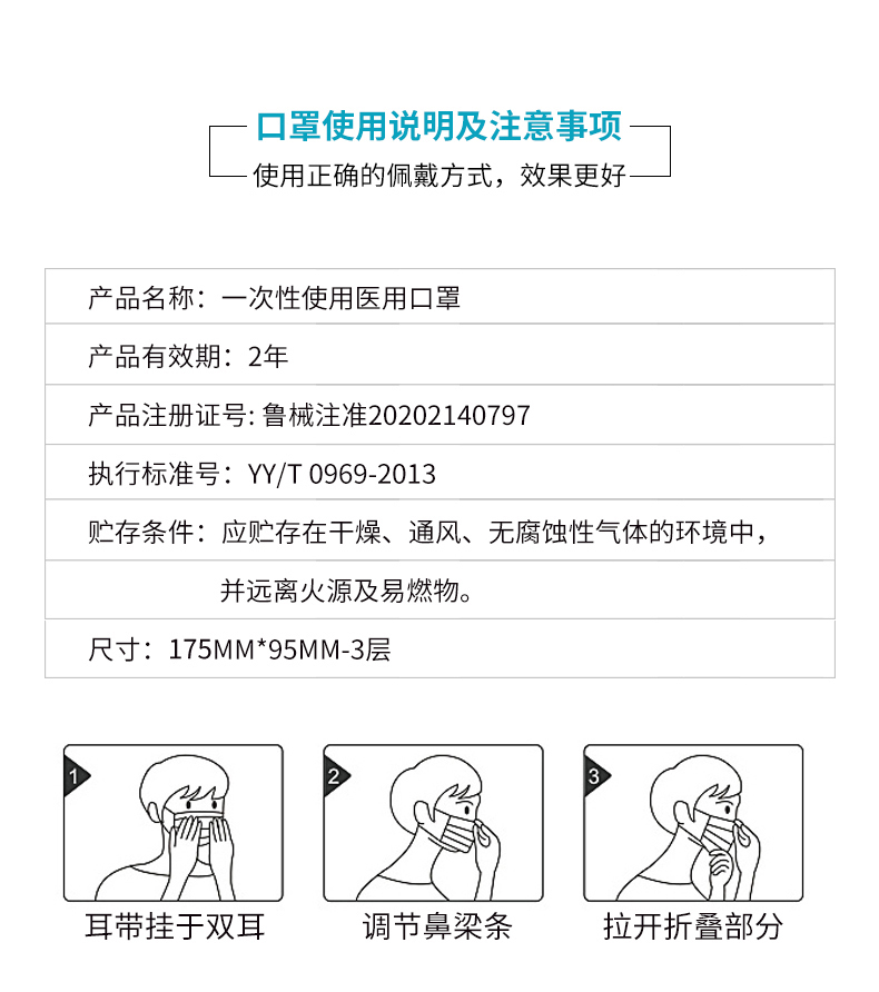独立包装三层防护医用外科口罩