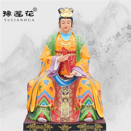 王母娘娘神像 玉皇殿宫女打扇侍女神像 彩绘雕像玉皇大帝神像生产