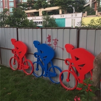 不锈钢骑车人物雕塑 自行车雕塑