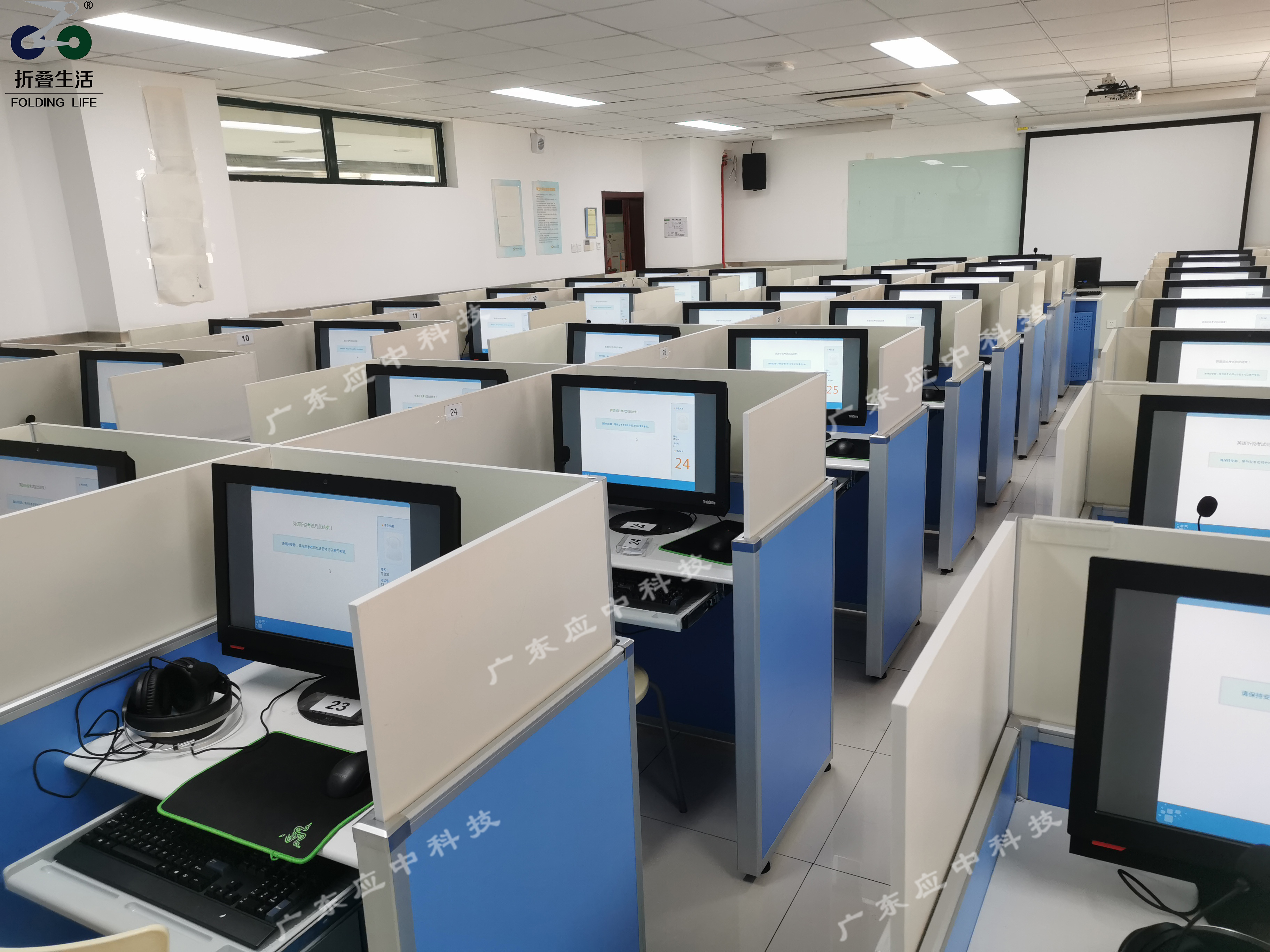 学校多媒体语音室 语音教室标准化卡座 英语机考卡座电脑桌