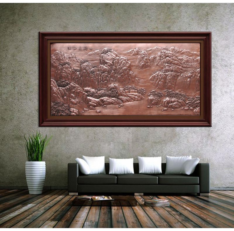 万里长城紫铜浮雕 铜板金属画 浮雕壁画 大厅背景墙生产厂家