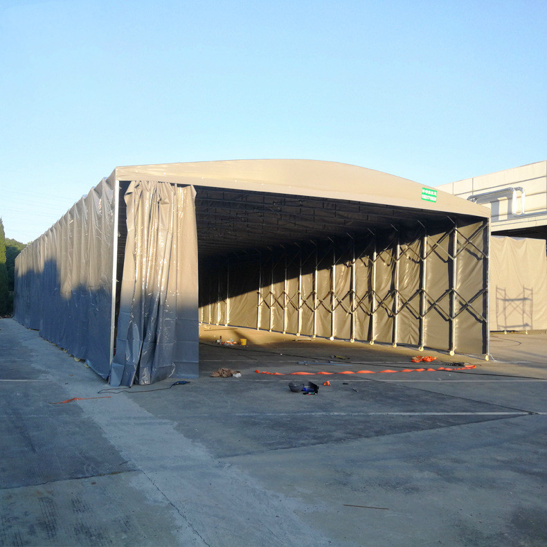 可移动伸缩推拉雨棚 活动帐篷 仓库收缩棚