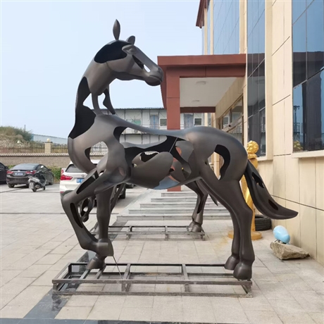 马雕塑 不锈钢镂空马雕塑 景观动物小品 千硕雕塑