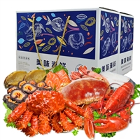 海鲜礼盒海鲜春节大礼包 甜虾红鱼黄鱼海鲜礼盒 扇贝肉海鲜套餐