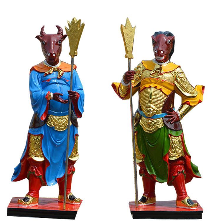 牛头马面的来历厂家定制树脂雕刻地府鬼神像