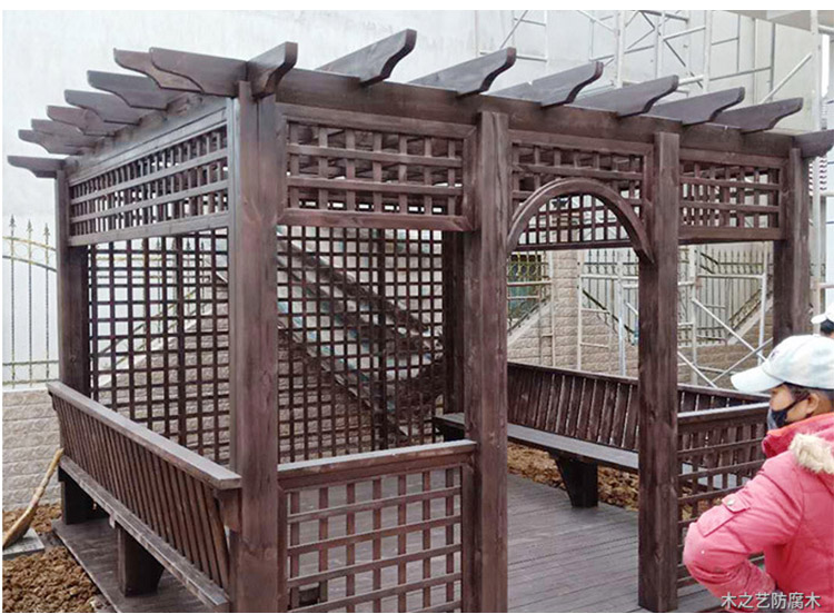 阳光房廊架防腐木葡萄架子木制花架厂家木花架厂