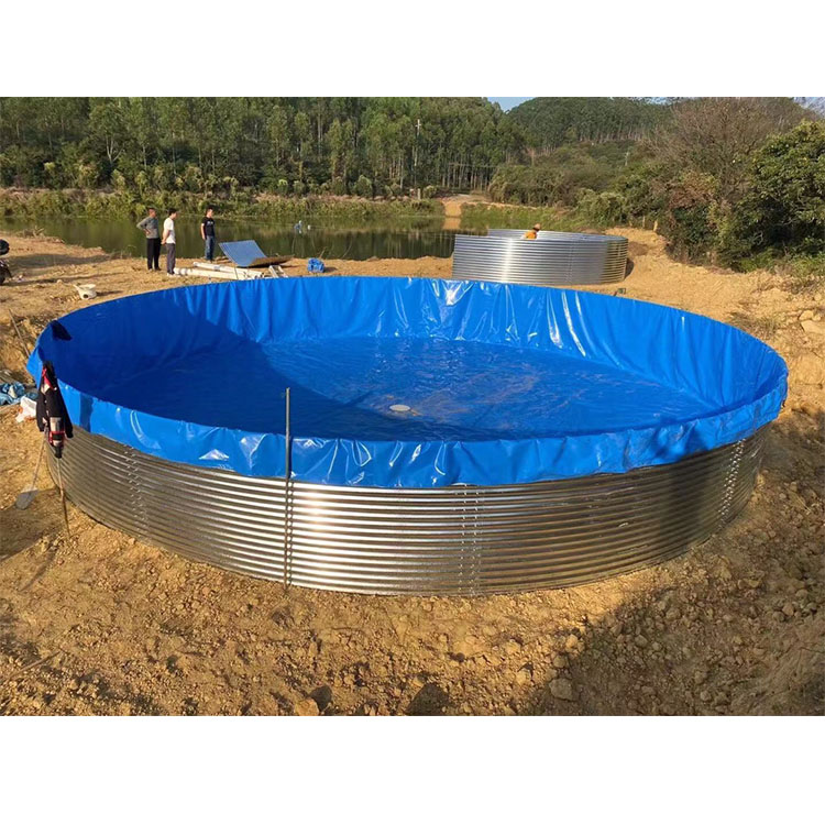 户外大型圆形镀锌板帆布水池高密度养虾养鱼池铁桶蓄水池