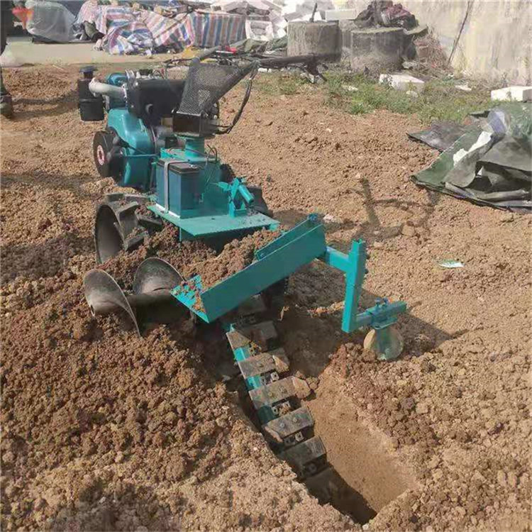 小型链条式开沟机价格小型大葱链条开沟培土机拖拉机链条式开沟机