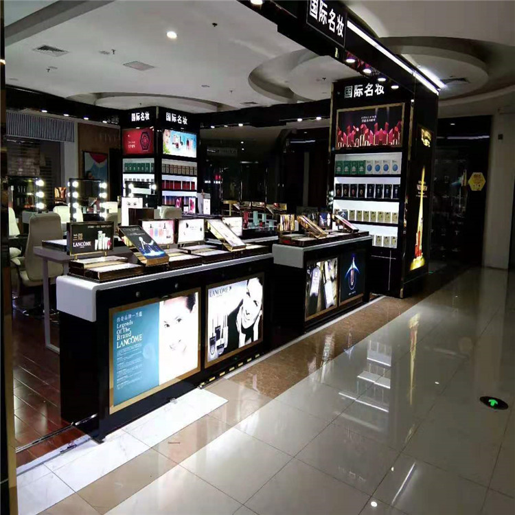 比工艺找宜宾化妆品展柜,美妆展示柜台,化妆品店货柜制作工厂