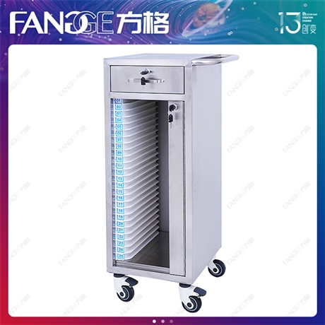 易清洁25格不锈钢病历推车 灵活脚轮病历车厂家