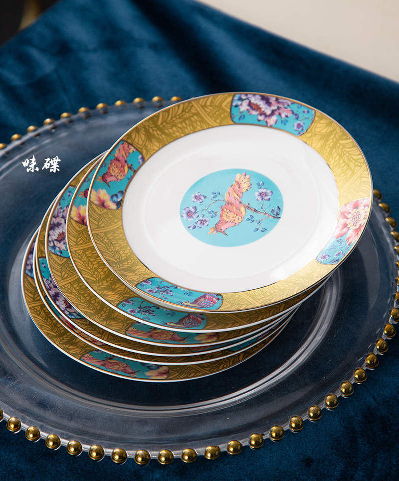 景德镇陶瓷珐琅彩餐具套装 56头釉上珐琅彩餐具碗盘碟价格