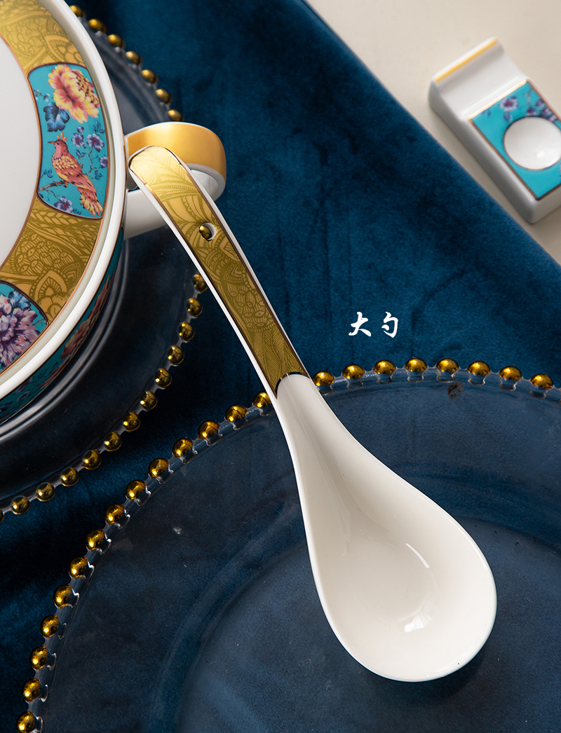 景德镇陶瓷珐琅彩餐具套装 56头釉上珐琅彩餐具碗盘碟价格