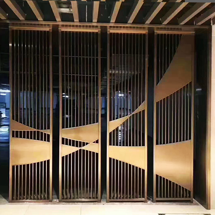 不锈钢屏风隔断客厅办公室屏风香槟金现代轻奢简约屏风定制