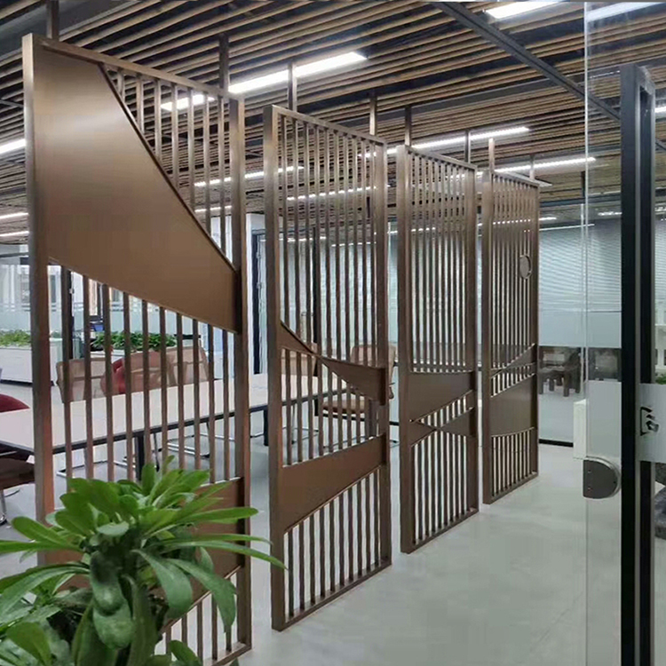 不锈钢屏风隔断客厅办公室屏风香槟金现代轻奢简约屏风定制