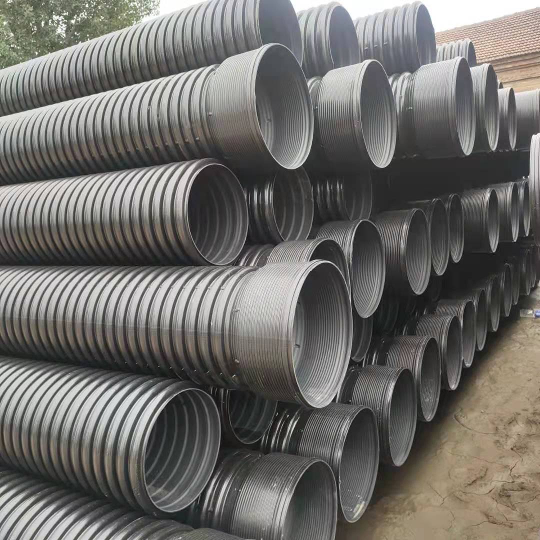 武清300双壁波纹管 地埋hdpe排污波纹管 黑色排水波纹管道厂家有售