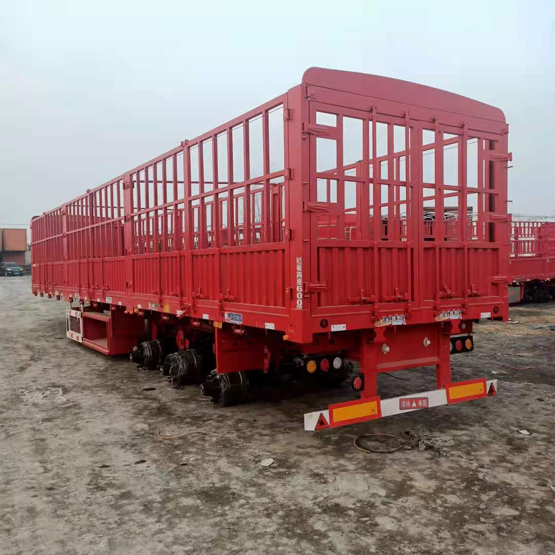 现车出售直板仓栏式运输半挂车鹅颈高栏运输半挂车