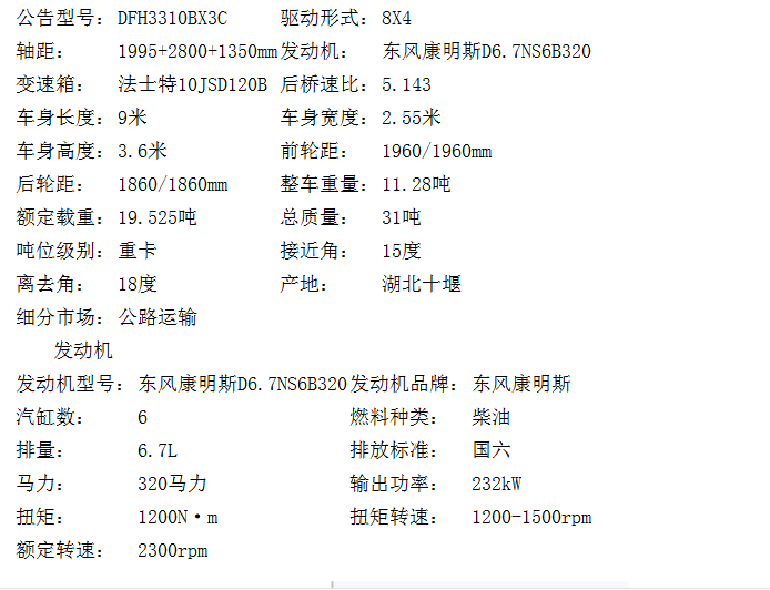 2021新款东风天锦国六前四后八8x4轻量化翻斗自卸车配置及报价