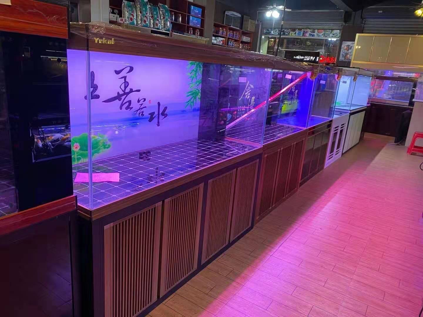 深圳魚缸水族箱yekal粵嘉樂生態龍魚缸鋁合金底櫃過濾上門安裝