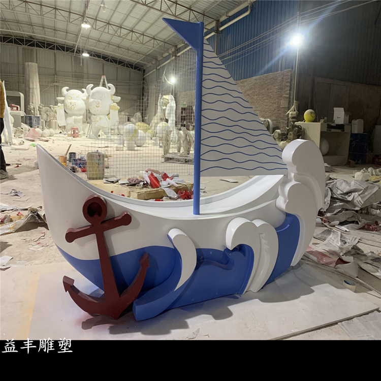 玻璃钢海盗船造型 顺德游乐场道具小品雕塑