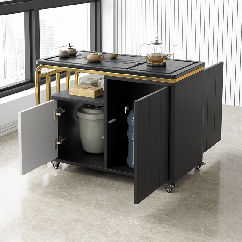 移动茶桌家用火烧石轻奢小茶台小户型功夫茶几北欧阳台多功能茶车