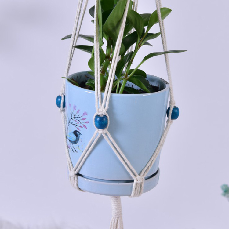 恒鼎绳网纯手工编织棉绳吊篮 天然棉绳 花盆吊篮厂家直供 可定制