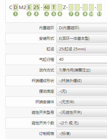 CDM2E25-40TZ新款气缸的配置条款