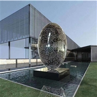 不锈钢镂空发光椭圆球雕塑 灯光颜色渐变
