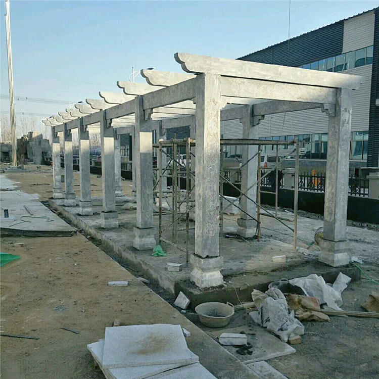 青石廊架花架加工定做石雕亭子长廊走廊庭院石材葡萄架