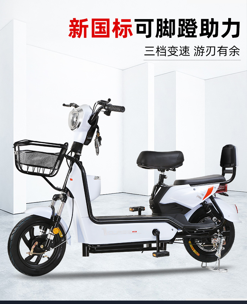 酷颖电动车新国标电瓶48v小型代步助力电单车男女成人电动自行车