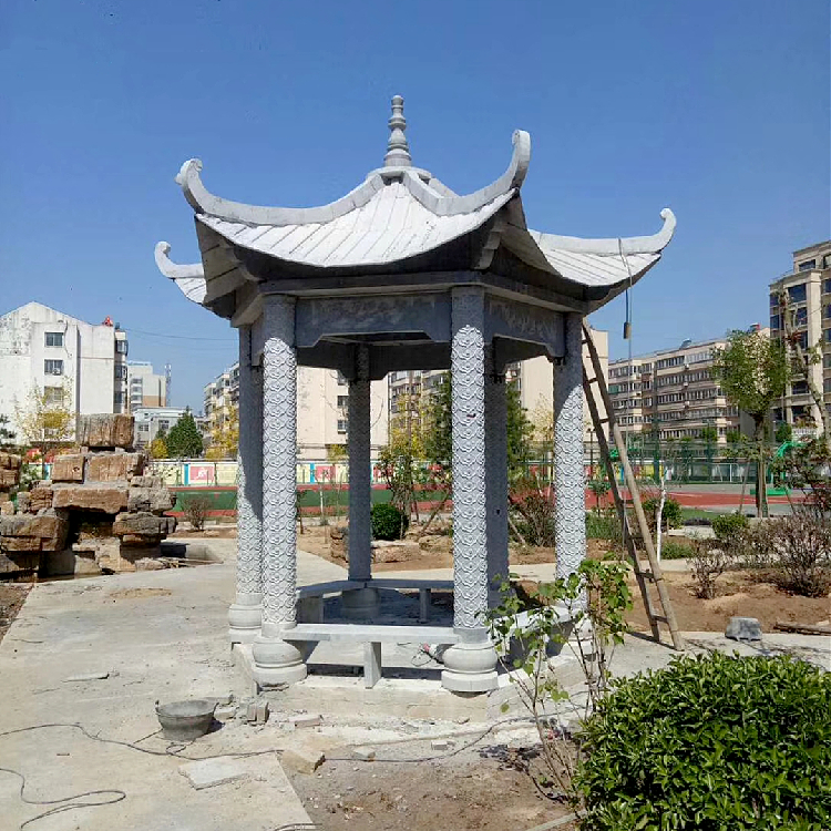 上海六角石凉亭 单层青石六角石亭子 欧式户外小凉亭