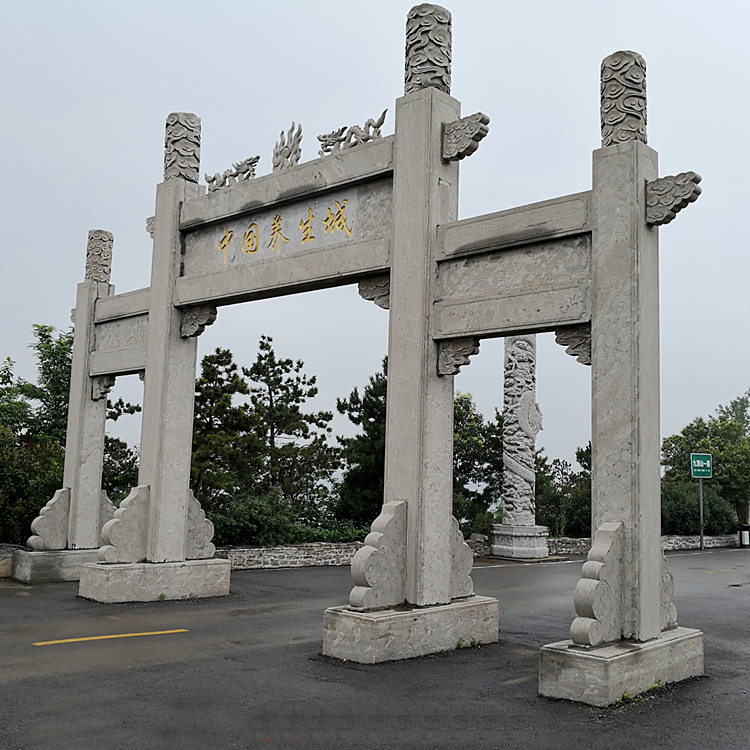 南阳三门五楼石雕牌坊厂家专注品质样式齐全精雕石牌坊石门楼