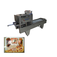 适用于中央厨房 塑料餐盒自动封口机 外卖快餐盒全自动封口机