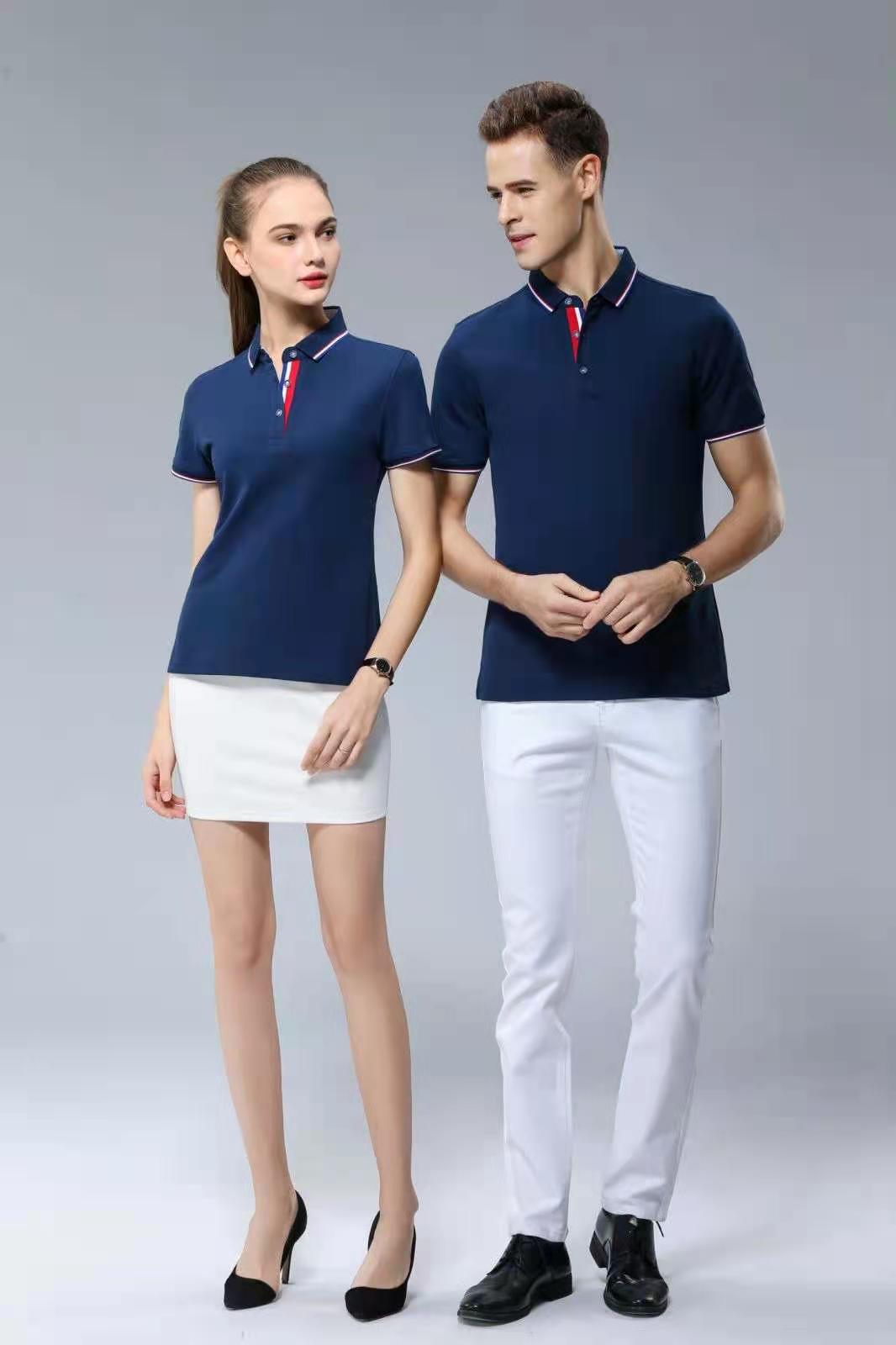 t恤衫工厂短袖t恤女宽松有翻领polo衫定制印logo团体