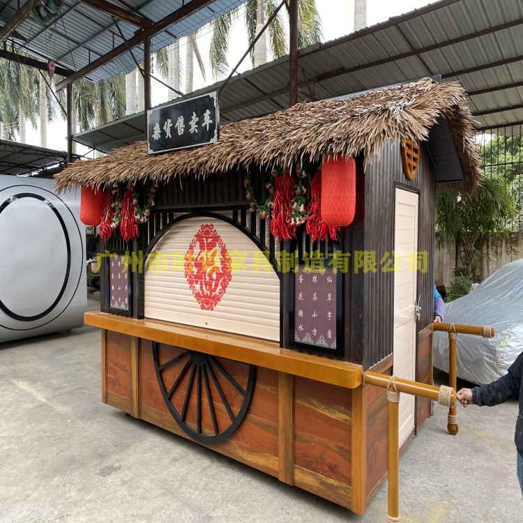 巩义户外实木零售摊位定做汾阳景区欧式饮料售卖车手推小吃车