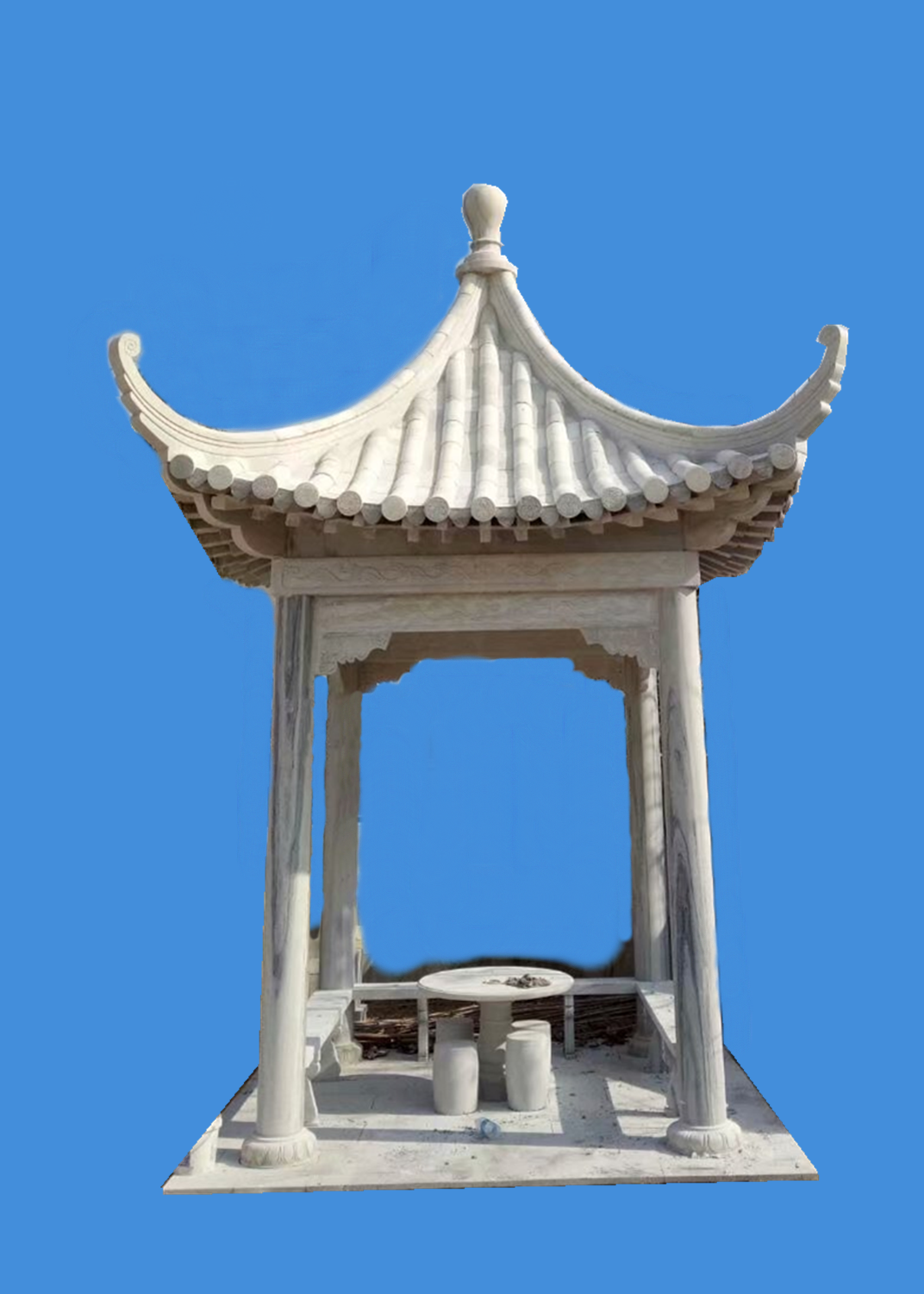 石亭子 圆顶石凉亭 景观石长廊 石牌坊