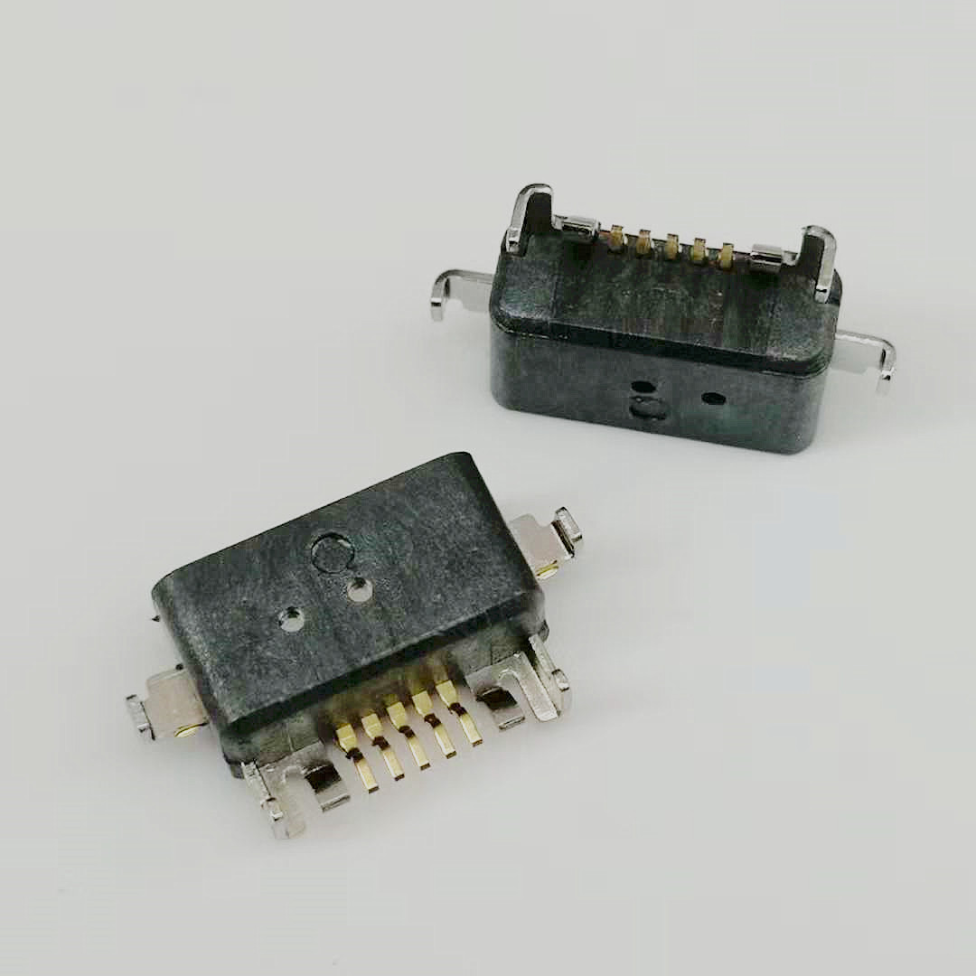 microusb5pin沉板防水母座方口ab型四腳沉板dip貼板smt