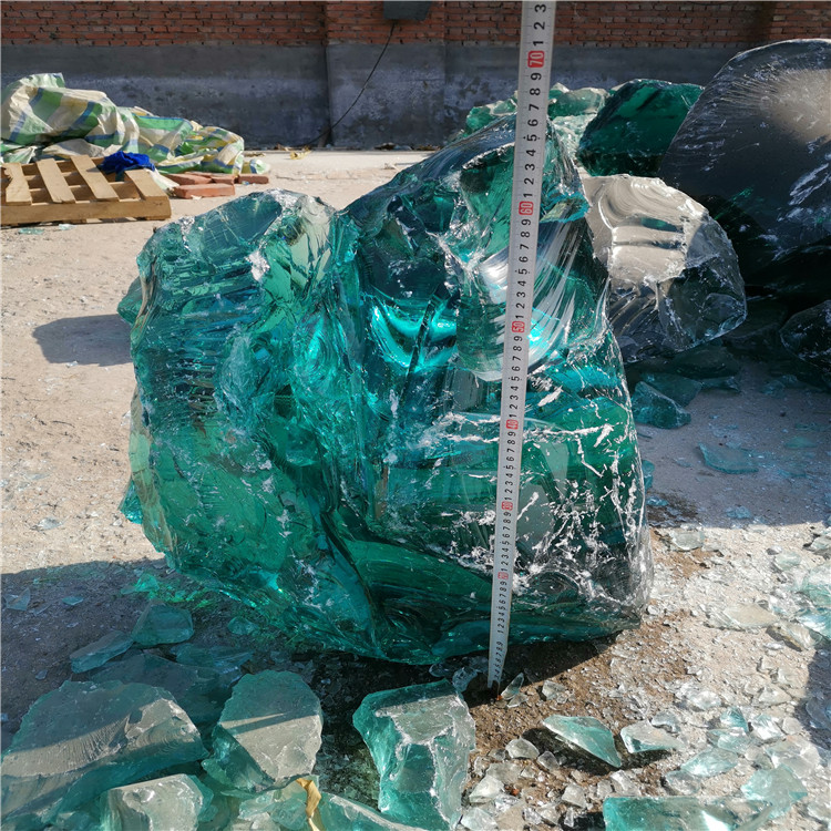 安徽蓝色玻璃石头 琉璃石 江苏绿色玻璃块-创聚曼矿产