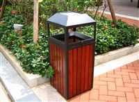 广州雅亭厂家供应  YT-L06钢木垃圾桶  别墅庭院户外垃圾桶定制