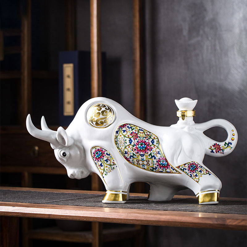 5斤装陶瓷酒瓶酒坛景德镇厂家定制牛酒瓶