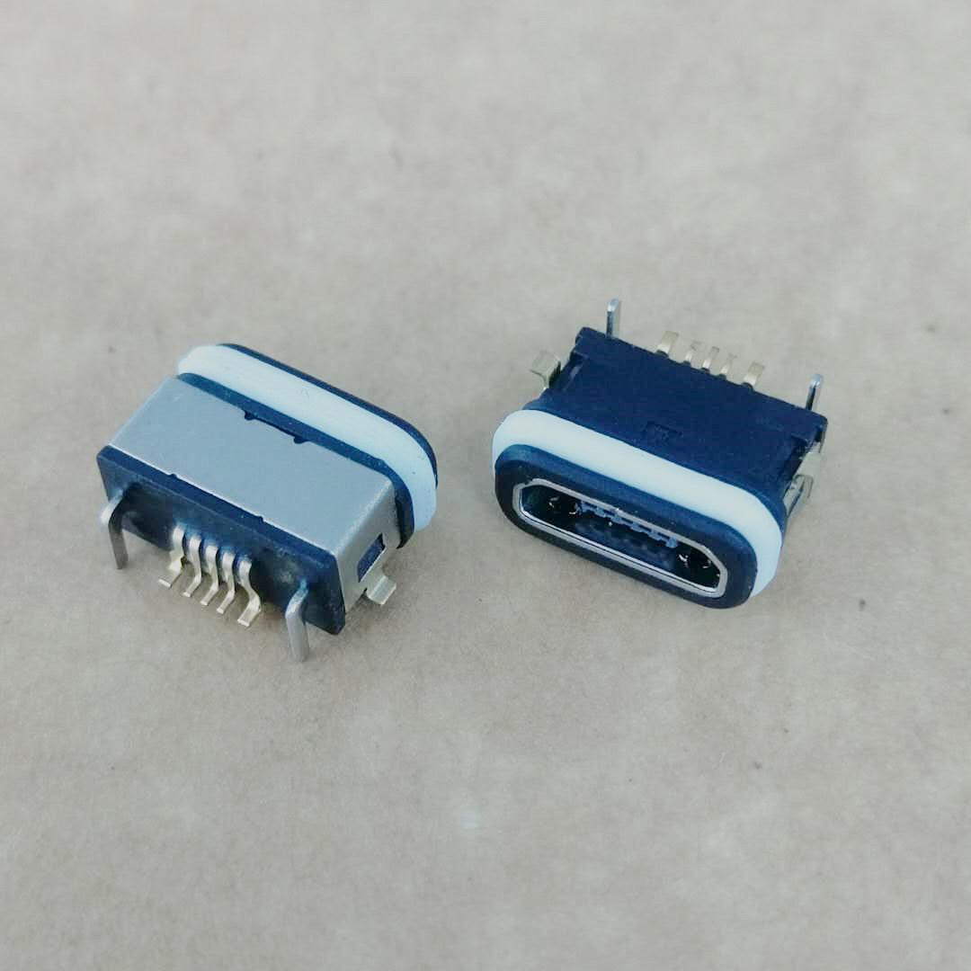microusbb型防水母座板上型前贴后插带防水胶圈防水ipx8级