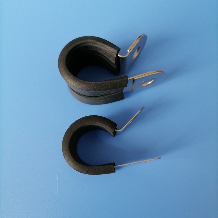 供应温州r型橡胶垫卡箍p型包胶管夹14mm电缆固定夹100个包