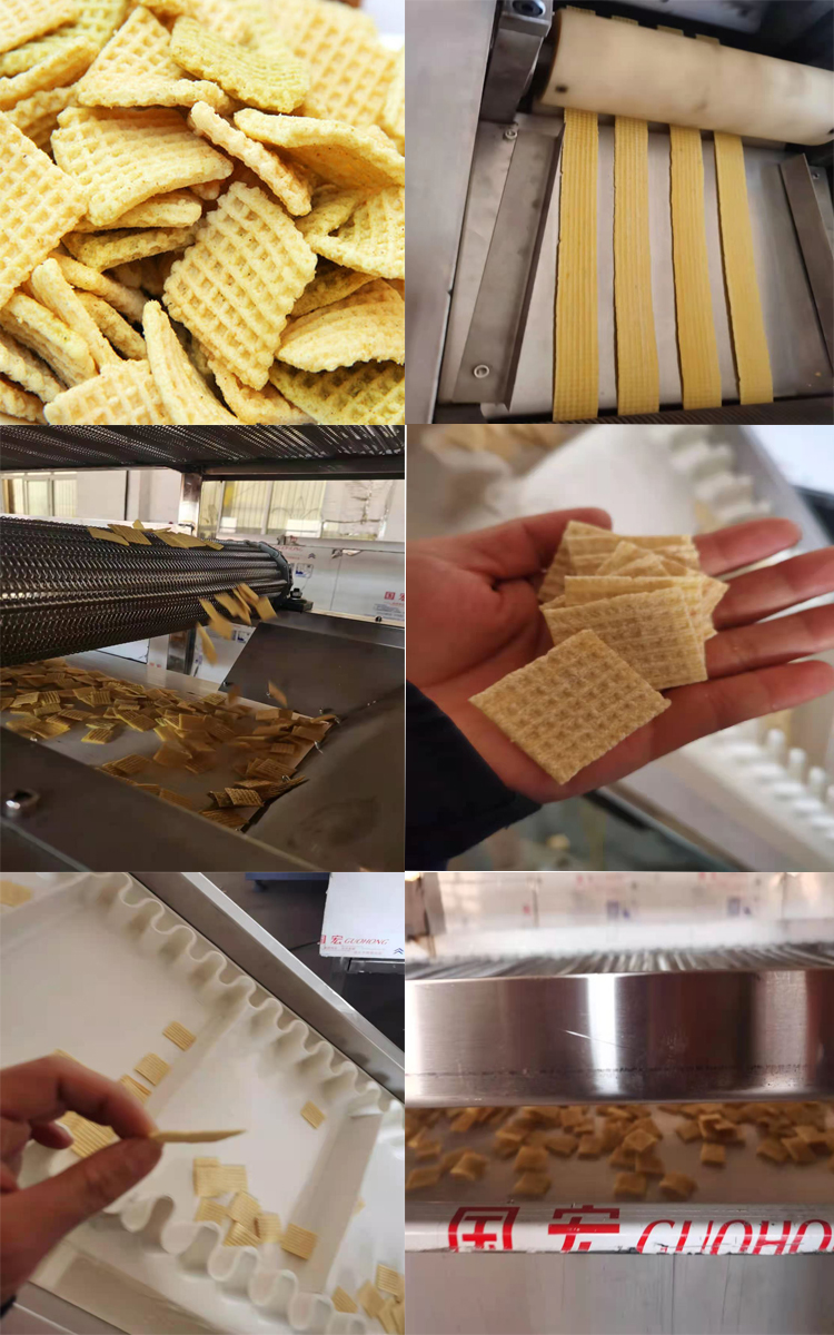 条纹锅巴休闲食品生产设备网格锅巴加工机械瓦片锅巴生产机器