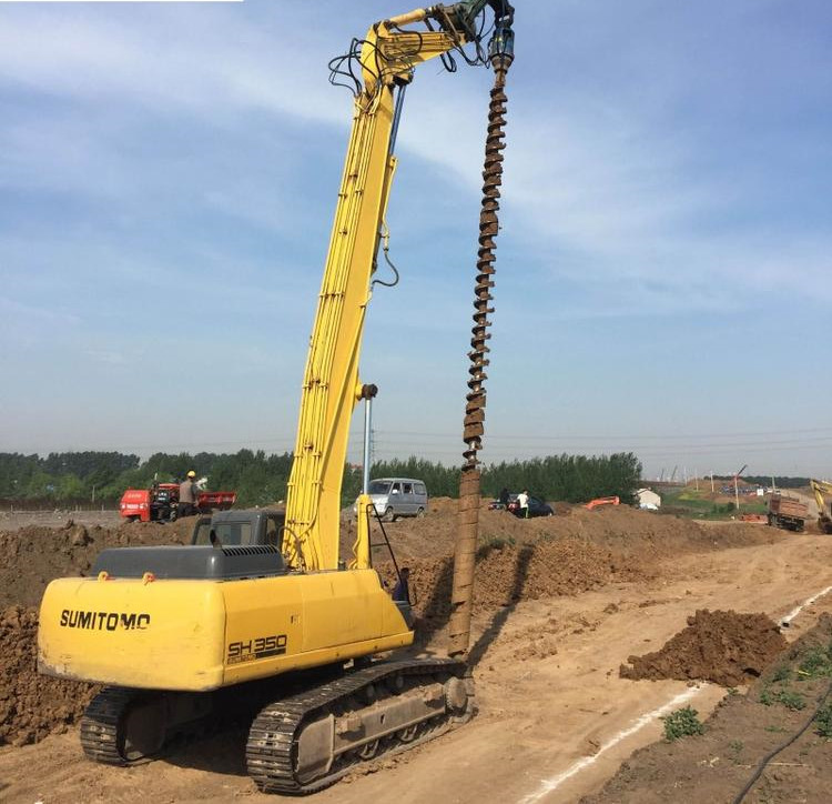 挖改螺旋钻机螺旋钻机是安装在挖掘机,装载机的一种新型高效成孔作业