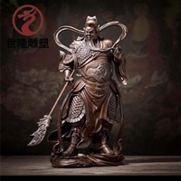 铸铜关公雕塑 纯铜关公摆件 纯铜武财神雕塑 世隆制作